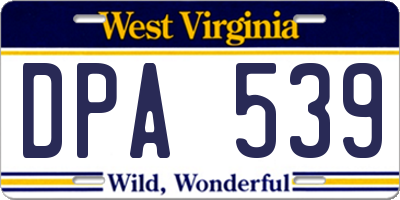 WV license plate DPA539