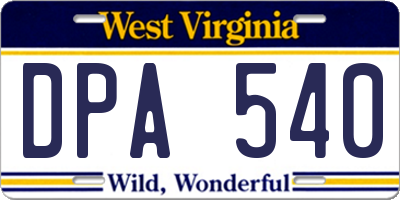 WV license plate DPA540