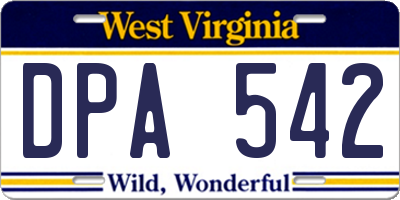 WV license plate DPA542