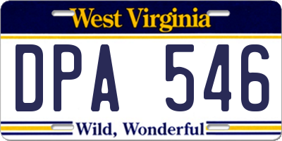 WV license plate DPA546