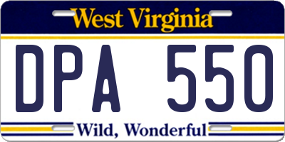 WV license plate DPA550