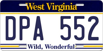 WV license plate DPA552