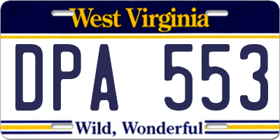 WV license plate DPA553