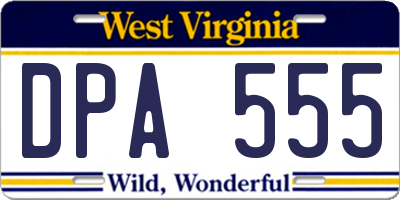 WV license plate DPA555