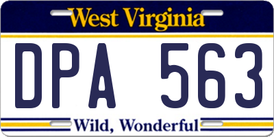 WV license plate DPA563