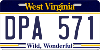 WV license plate DPA571