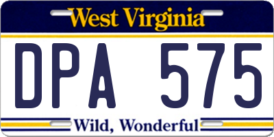 WV license plate DPA575