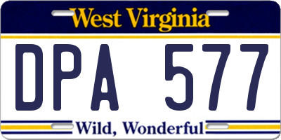 WV license plate DPA577