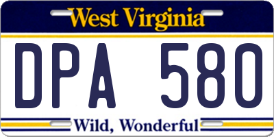 WV license plate DPA580