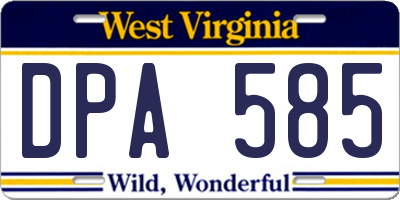 WV license plate DPA585
