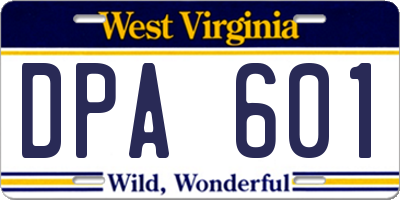 WV license plate DPA601
