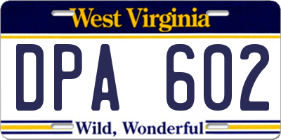 WV license plate DPA602
