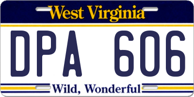 WV license plate DPA606