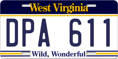 WV license plate DPA611