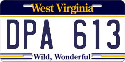 WV license plate DPA613
