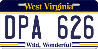 WV license plate DPA626