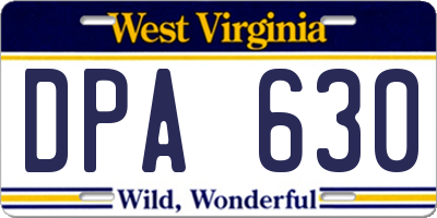 WV license plate DPA630