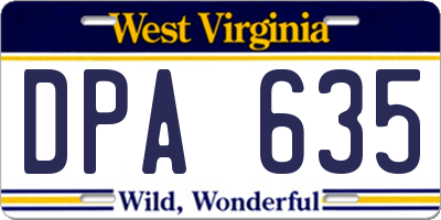 WV license plate DPA635