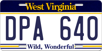 WV license plate DPA640