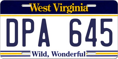 WV license plate DPA645