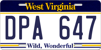 WV license plate DPA647