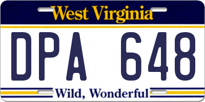 WV license plate DPA648