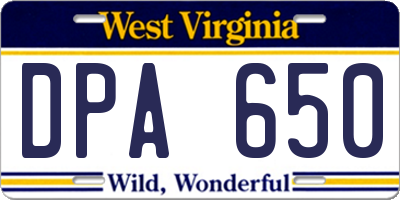 WV license plate DPA650