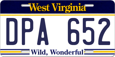 WV license plate DPA652