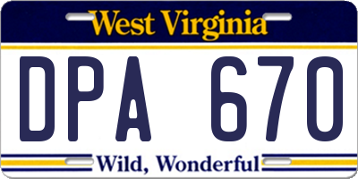WV license plate DPA670