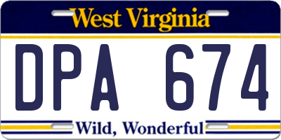 WV license plate DPA674