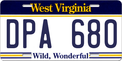 WV license plate DPA680