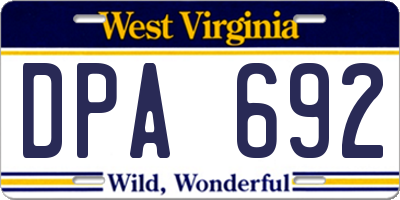 WV license plate DPA692