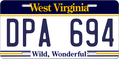 WV license plate DPA694