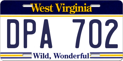 WV license plate DPA702