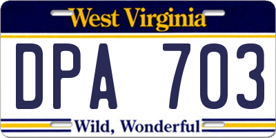 WV license plate DPA703