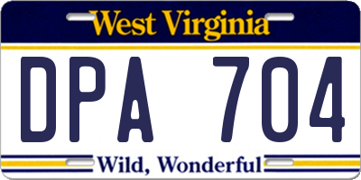 WV license plate DPA704