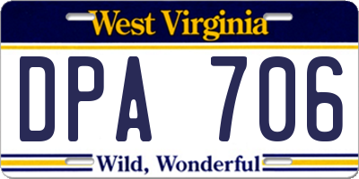 WV license plate DPA706