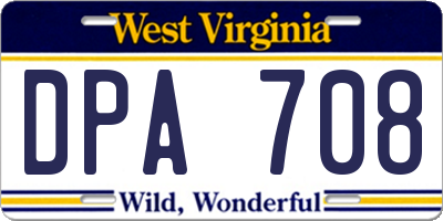 WV license plate DPA708