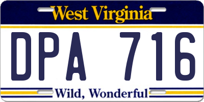 WV license plate DPA716