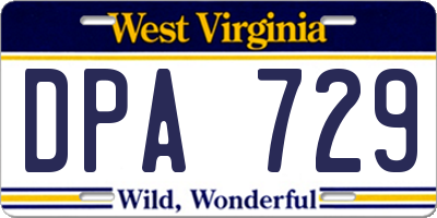 WV license plate DPA729