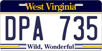 WV license plate DPA735