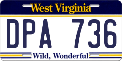 WV license plate DPA736