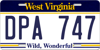 WV license plate DPA747