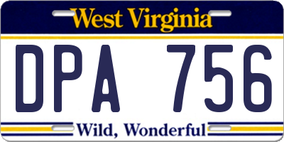 WV license plate DPA756