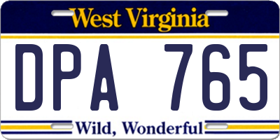 WV license plate DPA765