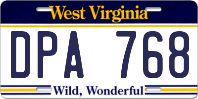 WV license plate DPA768