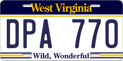 WV license plate DPA770