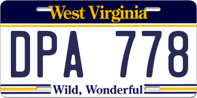 WV license plate DPA778