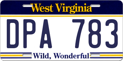 WV license plate DPA783