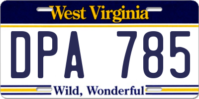 WV license plate DPA785